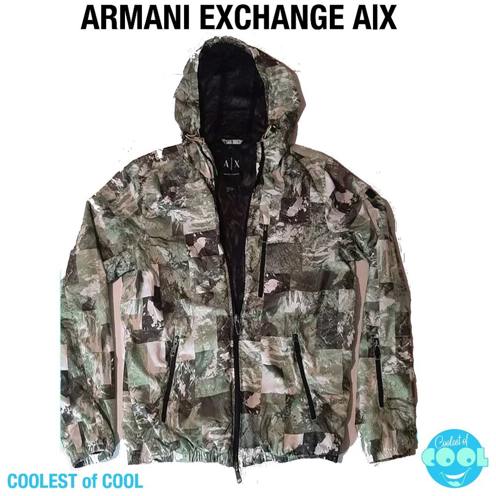 Armani Exchange A|X all over print sports windbreaker zip up size large unisex